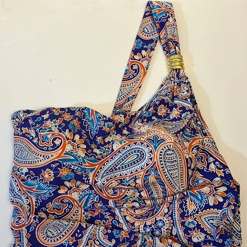 Lauren Ralph Lauren One Shoulder Paisley print bathing suit size 8